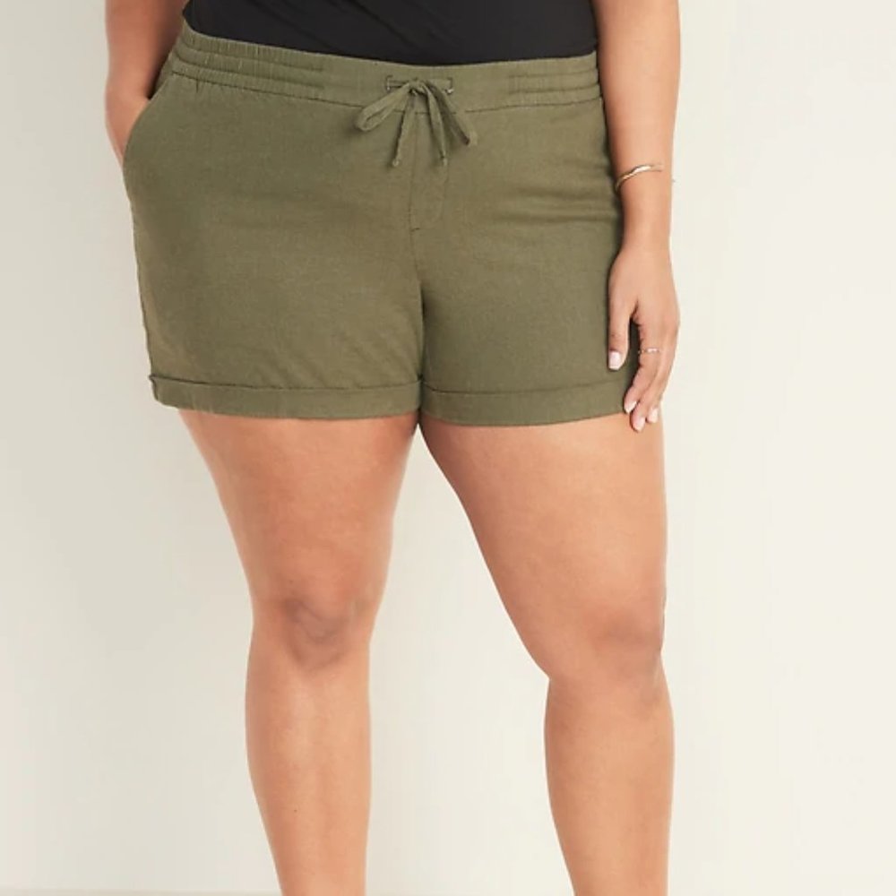 Mid-Rise Plus-Size Linen-Blend Shorts Old Navy NWT
